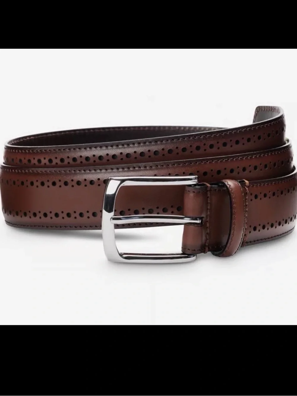 New Allen Edmonds Men's Manistee Brown Perforated Leather Dress Belt Sz 44